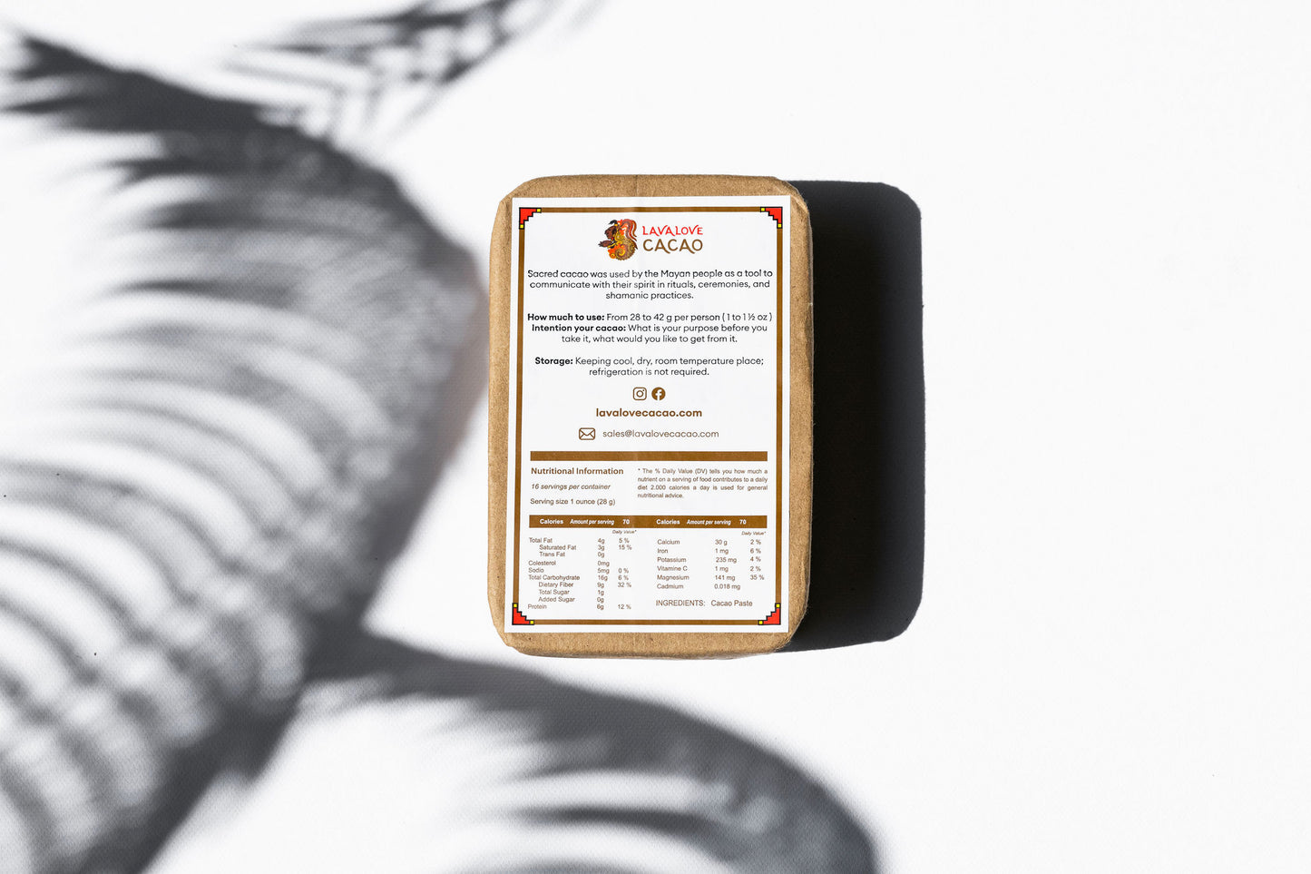100% Ceremoniell Kakao, Lava Love – Block 454 gr