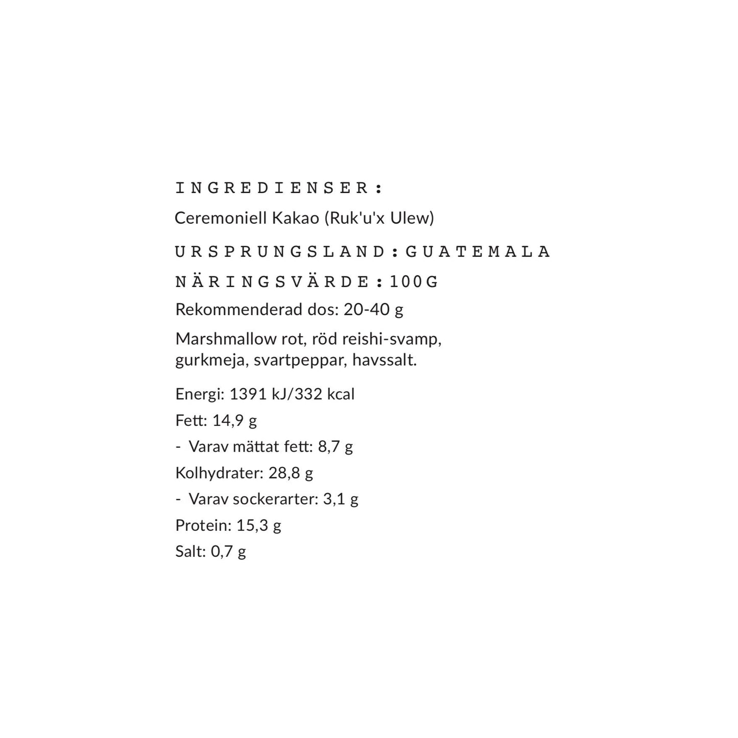 Ceremoniell Kakao Blandning, Unwind, 150 gr