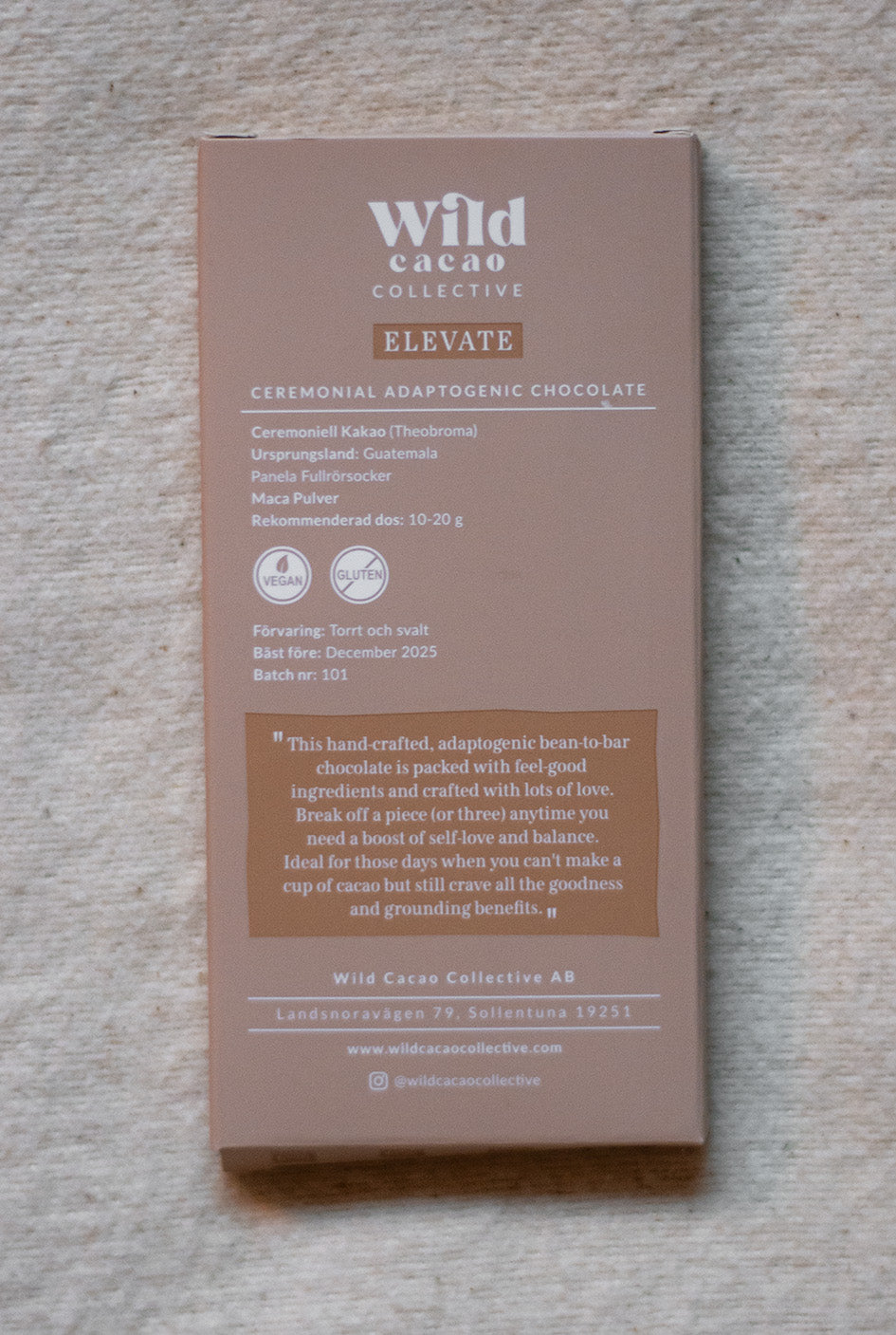 NEW: Elevate Adaptogenic Ceremonial Chocolate Bar, 50 gr | Ceremonial Cacao Bar