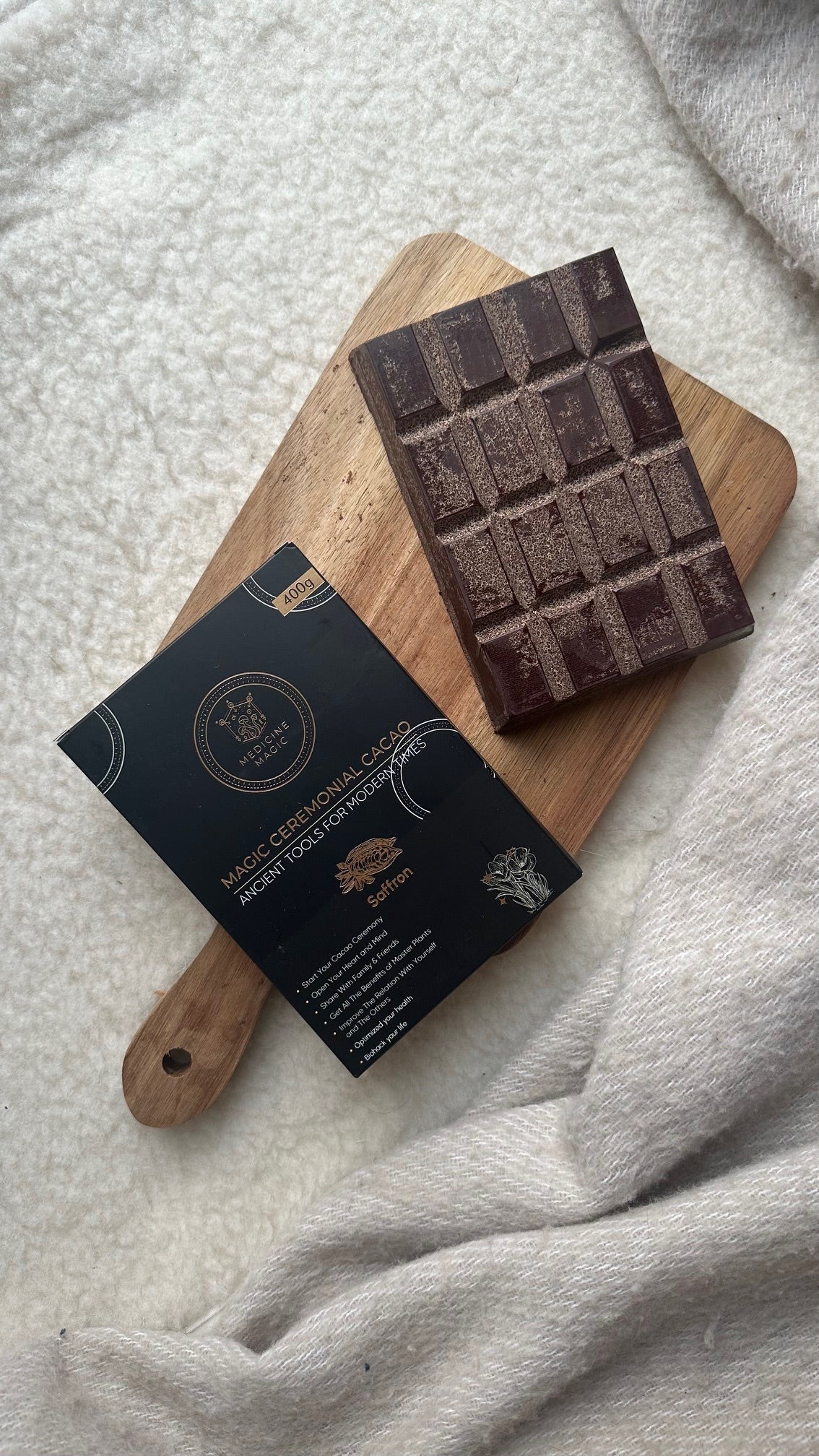 NEW: Ceremonial Cacao Paste with Saffron - 400 gr – Wild Cacao