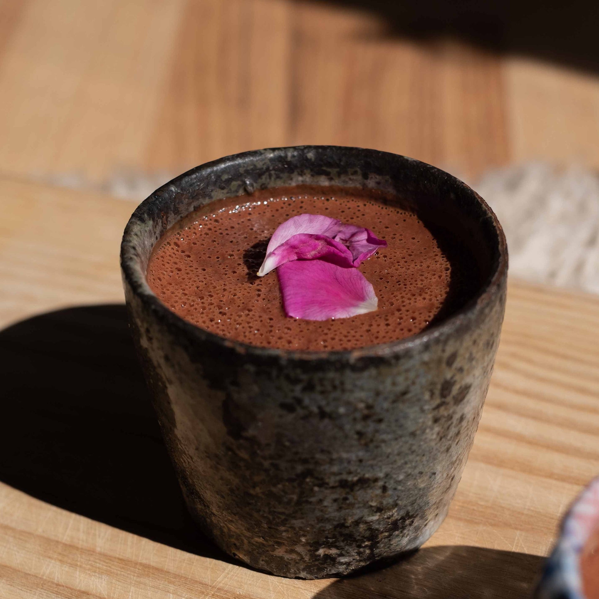 Coffee with flower petals